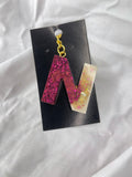 Deep Rose Letter Keychain with Tassel