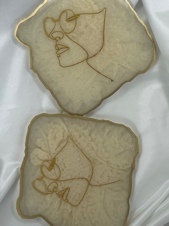Etched Out Cream and Gold Coasters