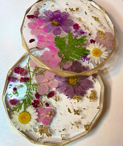 Diamond Edged Floral Coasters