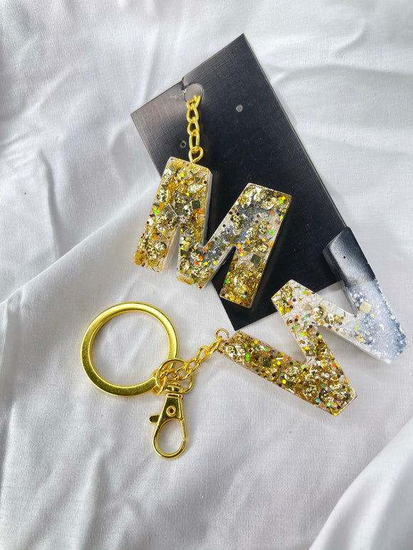 Midnight Gold Letter Keychain