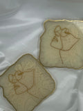 Etched Out Cream and Gold Coasters