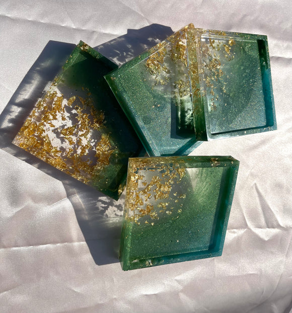 Sage n Gold Square Coasters