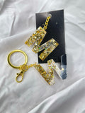 Midnight Gold Letter Keychain