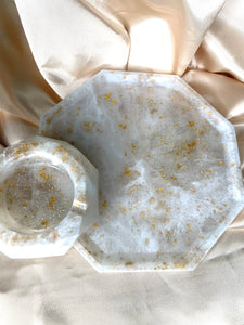 Marbleized Tray and Ashtray set