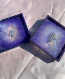 Purple Silver Sparkle Square Coasters